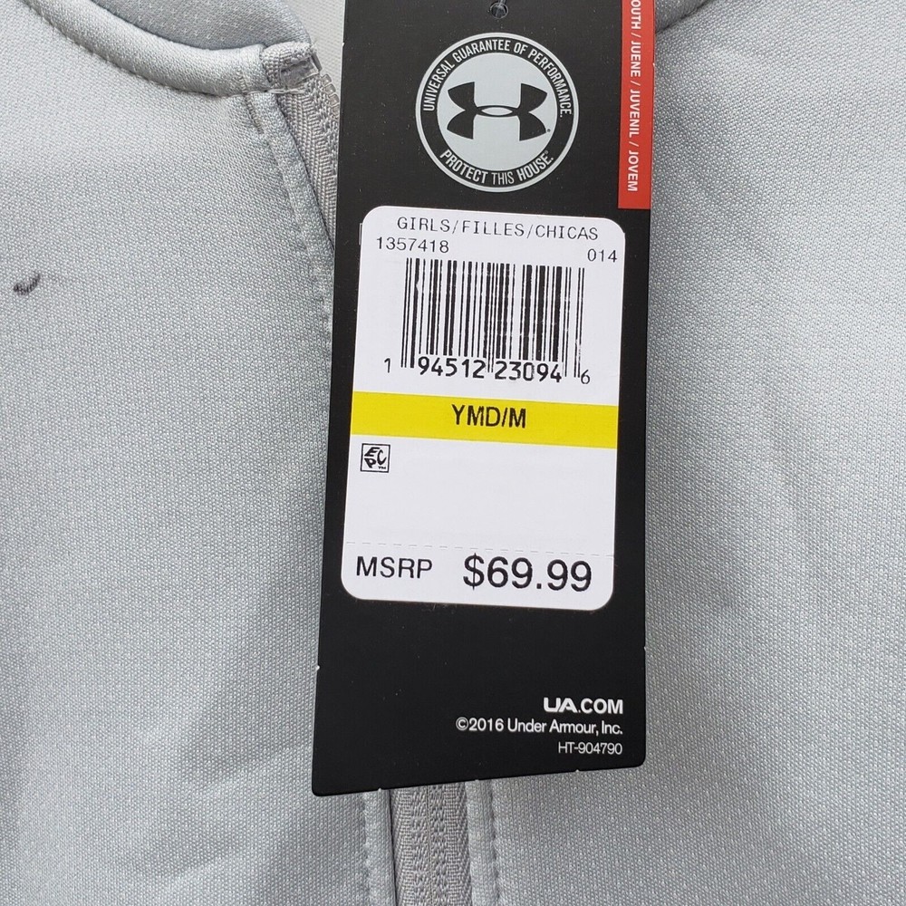 Under Armour Girl Sz 10-12 M Athletic Loose Jacket Gray NEW W Elastic at Bottom - Picture 3 of 4